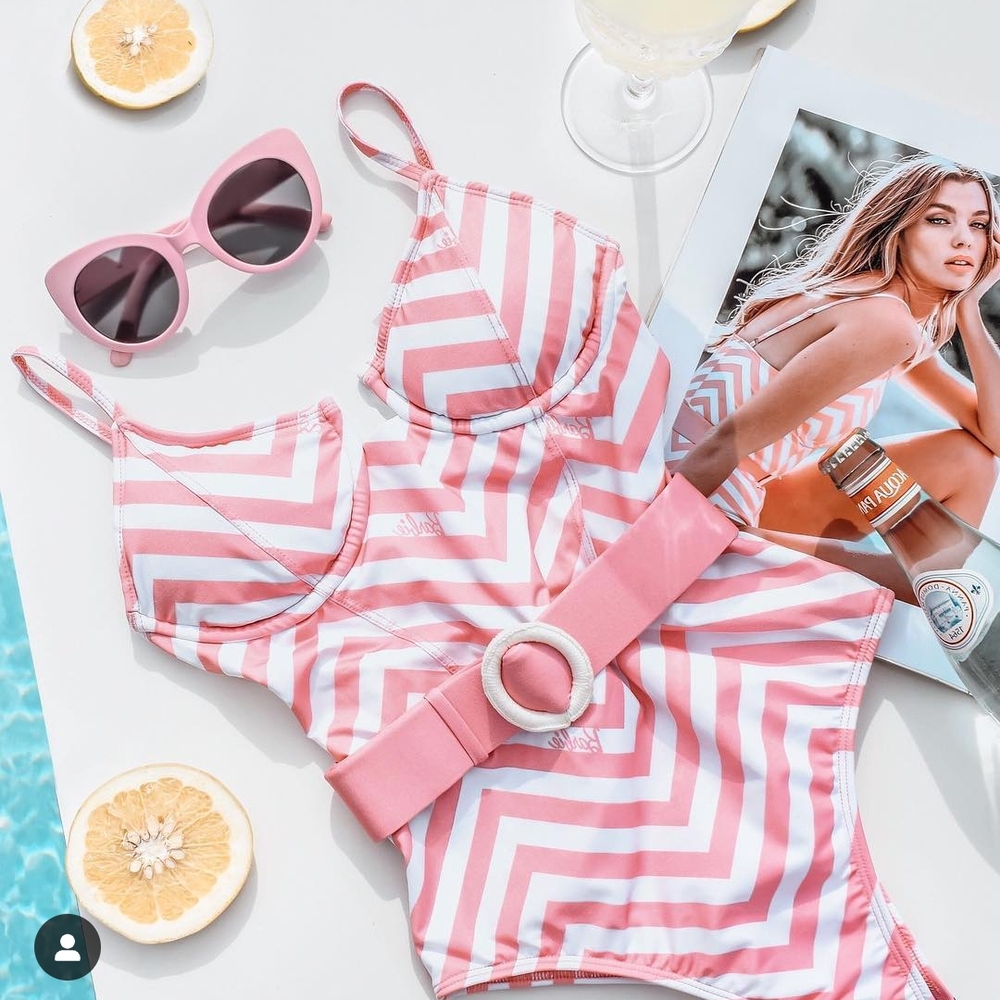 Capittana Stylish Pink Chevron One-Piece Swimsuit